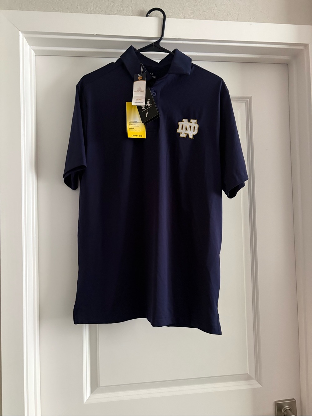 Men's Under Armour Navy Polo Shirt with ND (Notre Dame) Logo